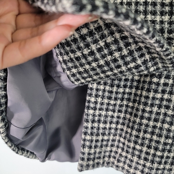 Liz Claiborne Women Wool Blend Silk Black Herringbone Double Breasted Blazer 8 - Picture 7 of 11